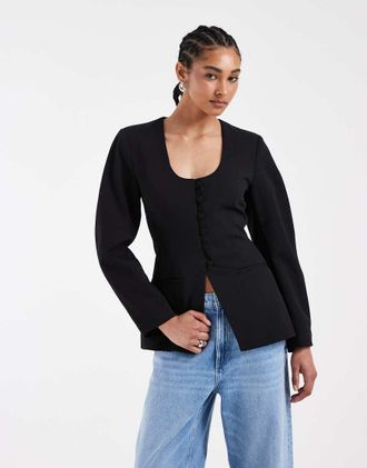 Asos Gonna pantalone corta sartoriale grigia-Nero