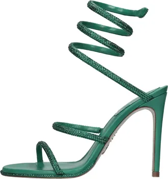 Rene Caovilla Cleo Sandaal - Dames - Sandalen met hakken - Groen - 36 EU - Leer - Schoenen