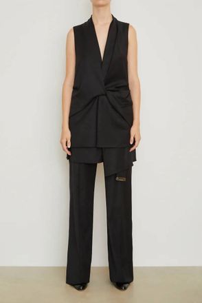 Brandon Maxwell Savie Plunging V- Neck Top In Black