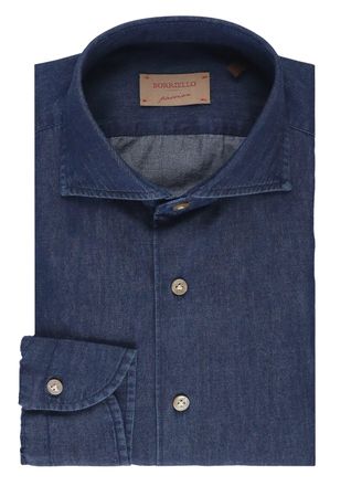 Borriello Dark Blue Cotton Casual Shirt