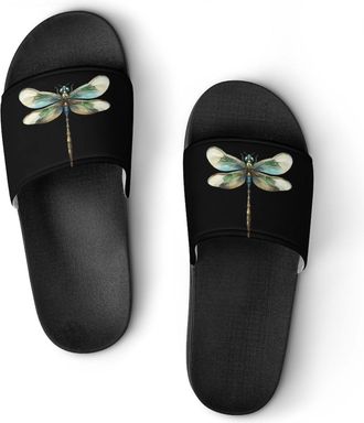 Generic Green Dragonfly Unisex Beach Slippers & Pool Slides Anti-Slip House Shoes for Home Outdoor