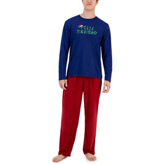 Club Room Pajama Set Mens Multi Graphic Long Sleeve Sleepwear UPS1013