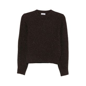 Brunello Cucinelli Brunello Cucinelli, Round-neck Knitwear, female, Brown, Size: XS Crew Neck Sweater