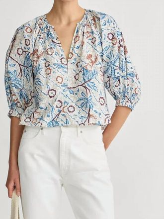 Apiece Apart Nele Lantern Sleeve Top In Earthy Delights Batik