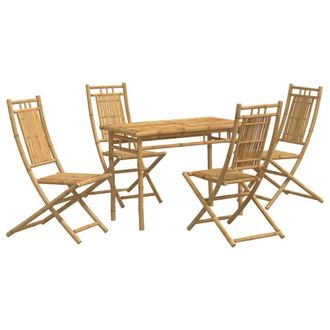 Berkfield Home 5 Piece Garden Dining Set Bamboo in Brown