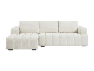 VENTE-UNIQUE.COM Sof&aacute; rinconera poli&eacute;ster 5 plazas beige 276x160cm