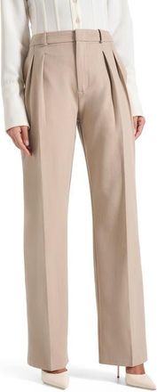 Mani&egrave;re De Voir Julie Tailored Twin Pleat Trousers in Taupe at Nordstrom, Size 12