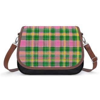 Generic Buffalo Scottish Tartan Plaid Checkered Womens Crossbody Bag Fashion Shoulder Handbags Message Tote Bag with Adjustable Strap