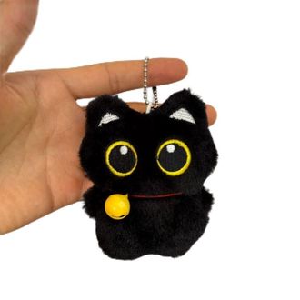Generic Squeaky Black Cat Plush Keychains, Kawaii Black Cat Keychian with Scarf Fluffy Animal Keyring for Handbag Backpack Pendant Purse Charm Accessories & W