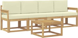 vidaXL Conjunto De Sof&aacute;s De Exterior 5 Uds. Blanco Y Crema Vidaxl