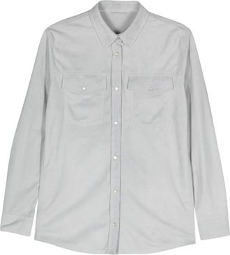 Eleventy press-stud suede shirt - women - Sheep Suede - 44 - Grey