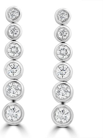 The Diamond Store 1ct Lab Diamond Life Journey Rub Over Drop Earrings in 9K White Gold
