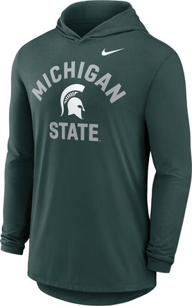 Nike Michigan State Primetime Arch Nike Mens Dri-FIT College Long-Sleeve Hooded T-Shirt in Green | 01NB3EYMST-UKL