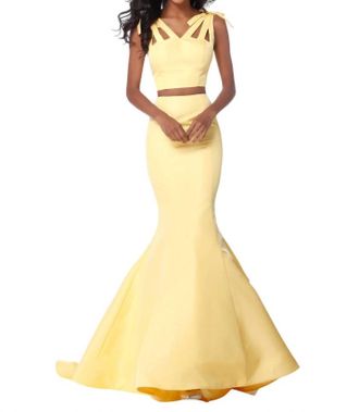 Sherri Hill Two-Piece Taffeta Prom Dress In Yellow