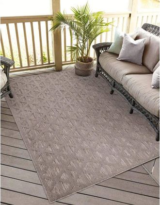Carpet City Teppich »In-& Outdoorteppich Santorini 446, 3D-Effekt, Geo-Muster« rechteckig 5 mm Höhe Wetterfest & UV-beständig für Terrasse, Balkon, Küche, Flur
