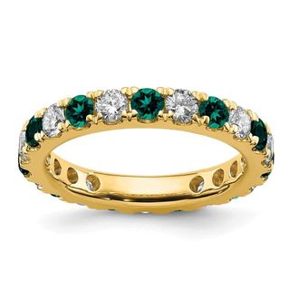 Diamond2Deal 14k Yellow Gold Lab Grown Diamond & Alexandrite Eternity Wedding Band Ring 1.1Ct Clarity- VS Color- G-H