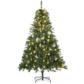 HOMCOM Homcom - Rbol De Navidad Artificial &Aacute;rbol 180cm Con Soporte Luces Led Adornos Verde Pvc