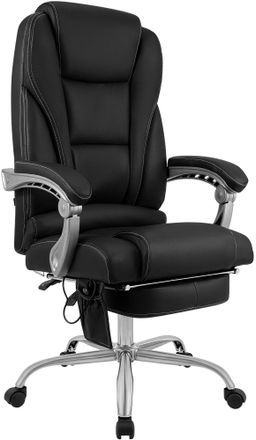 Clp Clp - Sill&oacute;n De Oficina Pacific De Cuero Aut&eacute;ntico Con Funci&oacute;n De Masaje Negro