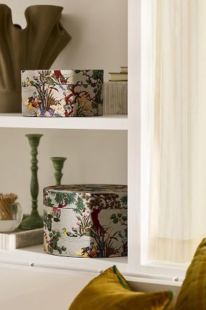 Anthropologie Round Fabric Storage Box, Set of 2