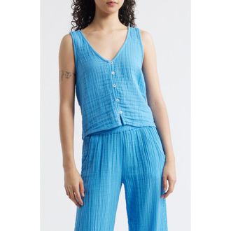 Rip Curl Premium Surf Cotton Crop Tank in Azure Blue at Nordstrom, Size Xx-Small