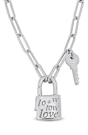 Delmar Lock & Key Paperclip Link Necklace in Silver at Nordstrom Rack