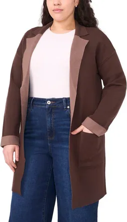 Halogen Lapel Long Cardigan in Deep Coffee at Nordstrom Rack, Size 2X