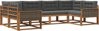 vidaXL Conjunto De Sof&aacute;s De Exterior 6 Uds. Natural Y Antracita Vidaxl