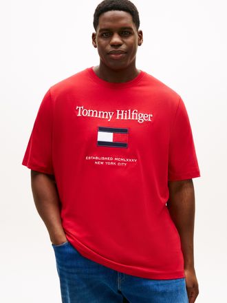 Tommy Hilfiger Big & Tall T-Shirt BT-TOMMY EMBRO FLAG, Herren, Gr. 4XL, medium rot, Single Jersey, Obermaterial: 100% Baumwolle, TOMMY HILFIGER BIG & TALL, Rundhals, Shirts T-S