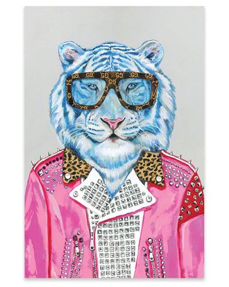 iCanvas Icanvas Gucci Blue Tiger Print On Acrylic Glass By Heather Perry
