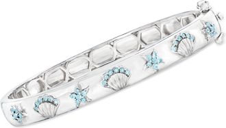 Ross-Simons Tonal Blue Topaz Sea Life Bangle Bracelet in Sterling Silver