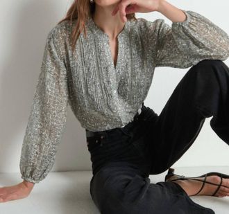 Nation Ltd Vella Pintucked Top In Silver