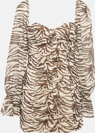 Runaway The Label Runaway The Label Brown Animal Skin Print Chiffon Ruche Mini Dress
