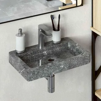 vidaXL Lavabo De Pared M&aacute;rmol Gris 38x24x6,5 Cm Vidaxl