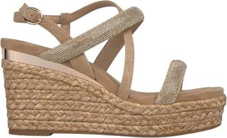 Alma En Pena Esparto Wedge Sandal Tubular Body - Dames - Sleehakken - Beige - 35 EU - Leer - Schoenen