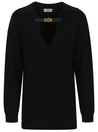 Elisabetta Franchi Wool Blend Sweater With V-Neck