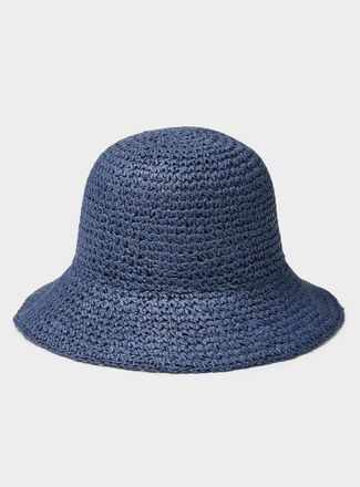 Simons Womens Crocheted paper straw cloche hat
