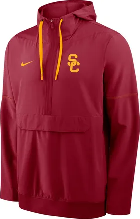 Nike USC Sideline Anorak Nike Mens College 1/2-Zip Hooded Jacket in Red | 03AT08DBSCJ-PTU