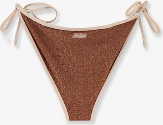 MC2 Saint Barth Womens String Bikini Bottom Virgo Lurex Brown Polyamide Swimwear Sea Clothing