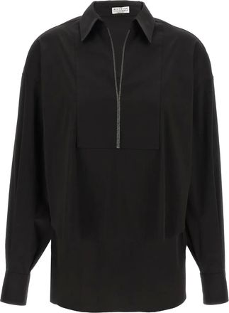 Brunello Cucinelli Monili blouse met V-hals - Zwart