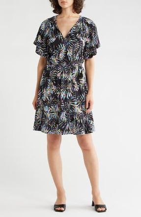 Lovestitch Flutter Sleeve Dress in Black/Blue at Nordstrom Rack, Size X-Small