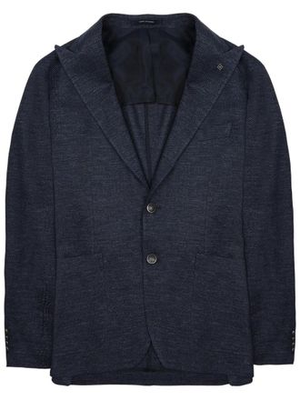 Tagliatore Tailored Blue Jacket with Textured Linen-Cotton Blend