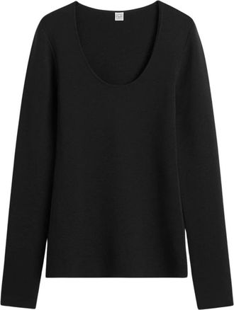 Toteme Zwarte Gebreide Top Dames Shirt - Dames - Longsleeves - Zwart - M - Tops