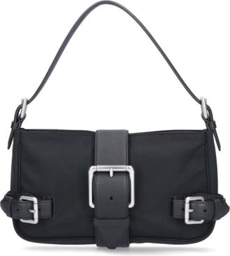 Bottega Veneta Zwarte Schoudertas met Logo - Dames - Schoudertassen - Zwart - ONE Size - Leer - Tassen
