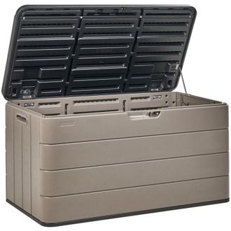 Beliani Panca da giardino in plastica marrone per esterni 116 x 60 cm Milies