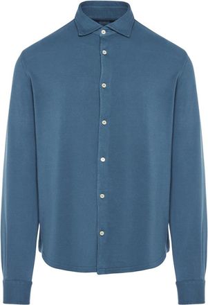 Fedeli Giza Cotton Shirt - Heren - Casual Overhemden - Blauw - 2XL - Katoen - Overhemden