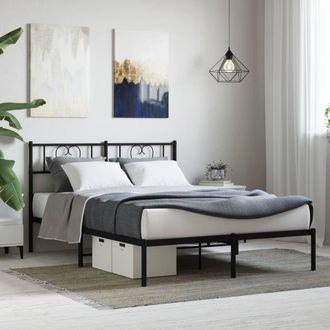vidaXL Vidaxl - Estructura Cama Sin Colch&oacute;n Con Cabecero Metal Negro 135x190 Cm
