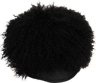 Dolce & Gabbana Womens Black Tibet Lamb Fur Leather Gatsby Hat And