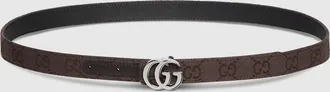 Gucci Reversible GG Marmont Thin Belt, Brown, GG Canvas