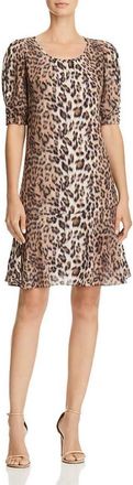 Joie Animal Print Puff Sleeve Flutter Dress In Multicolor
