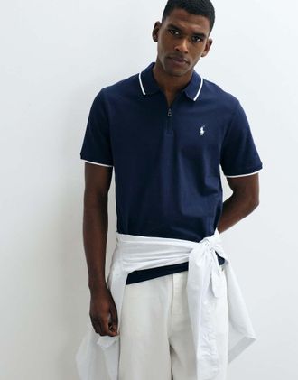 Polo Ralph Lauren Polo vestibilit&agrave; classica in maglia blu navy con zip corta